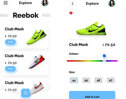 Designed a shoe selling app pages.