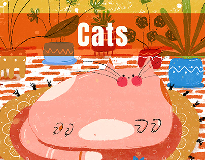 Five cats postcards