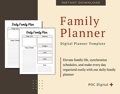 Daily Family Planner Template - Be Organized