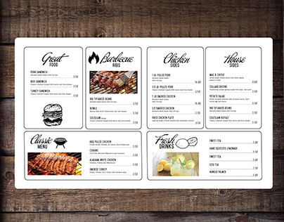 menu, restaurant, food, barbecue, page, pork & chicken.