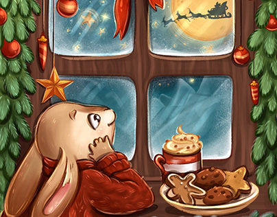 Christmas illustrations "Christmas with rabbits"