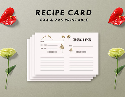 Free Golden Floral Recipe Card Template