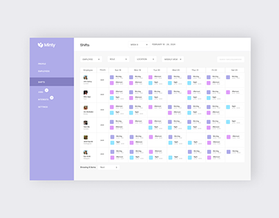 Web App Design - Workers Shift Dashboard