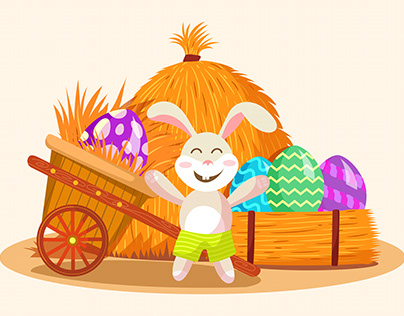 illustrator easter rabbits and eggs