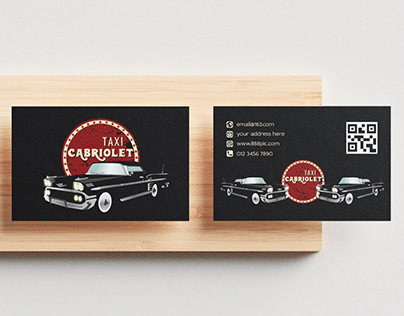 A business card for a taxi in retro style