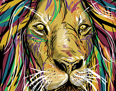 Eccentric Lion - illustrated with Wacom tablet