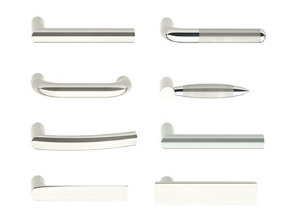Various door handles. 3D product visualization.
