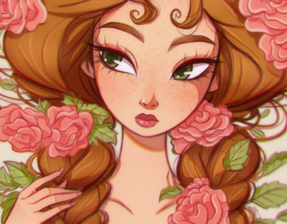 Illustration - The girl and her roses