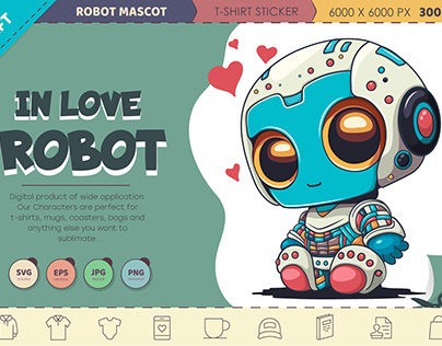 Cartoon robot in love.