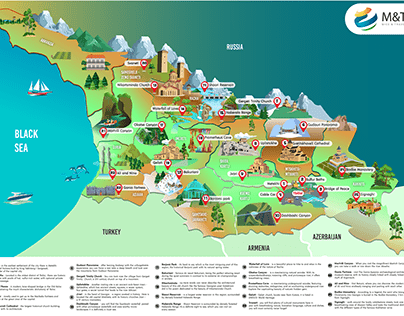 Georgian Map Illustrated For Travel Company
