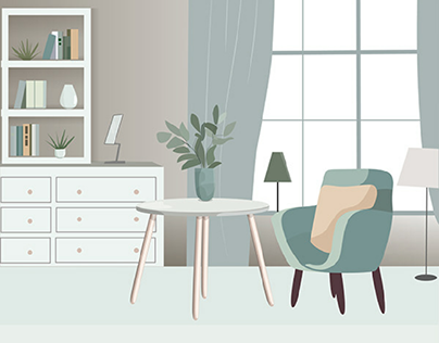 living room interior vector illustration