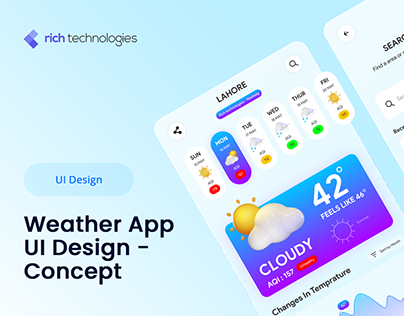 Weather forecast mobile app design concept