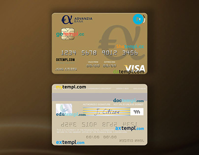 Luxembourg Advanzia Bank visa card template