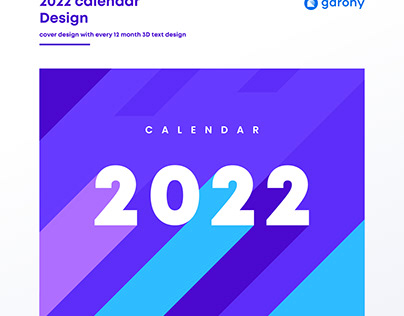 2022 calendar Design with every 12 month 3D text design