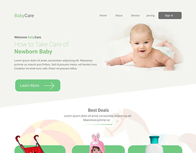 Baby care Web UI design