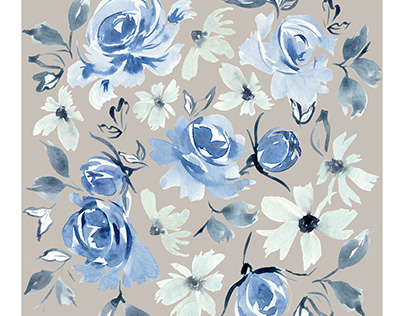 Blue Watercolor Florals