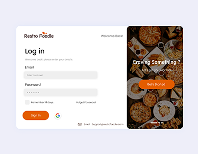 web Login page — Online Food Delivery