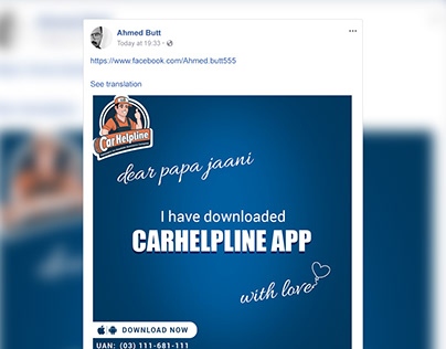 Social Media post for CarHelpline Road Side Assistance