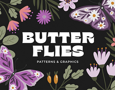 BUTTERFLIES patterns & graphic + FREEBIE!