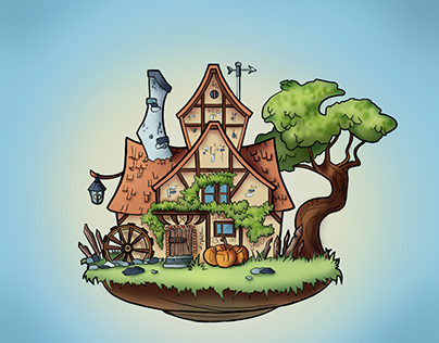 Gnome's fairy house: day, evening and night atmosphere