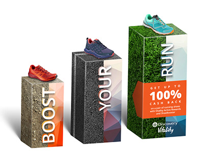Discovery Vitality Shoe Booster Plinth branding