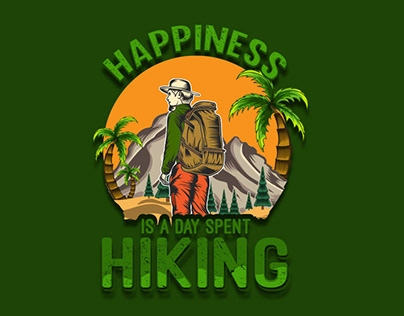 Happiness Is A Day Spent Hiking t-shirt design.
