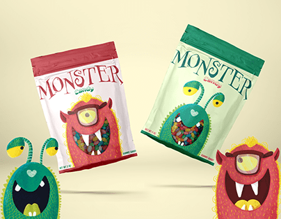 Monster Candy Packaging Design and Illustrations