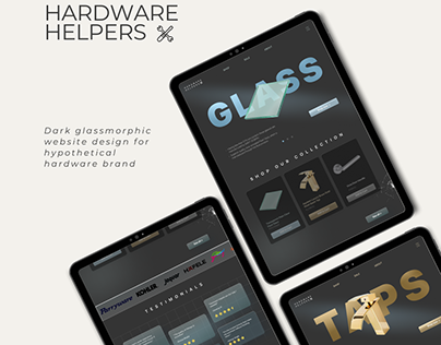 Hardware helpers: Dark glassmorphic web design