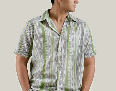 Charcoal & Green Regular Cotton Half Sleeve Shirt