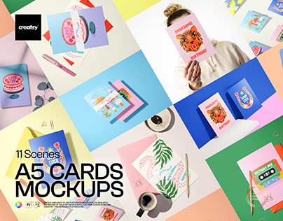 A5 Cards Mockup Set