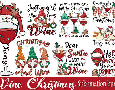 Retro Wine Christmas Sublimation Design