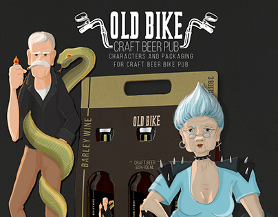 Characters and packaging for craft beer bike pub