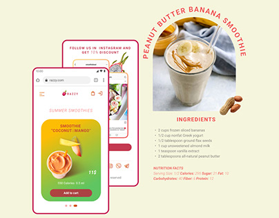 Web&Mobile Design for "Razzy" smoothies shop