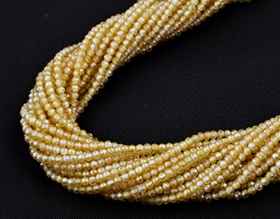 2mm Micro Yellow Cubic Zirconia Rondelle Gemstone Beads