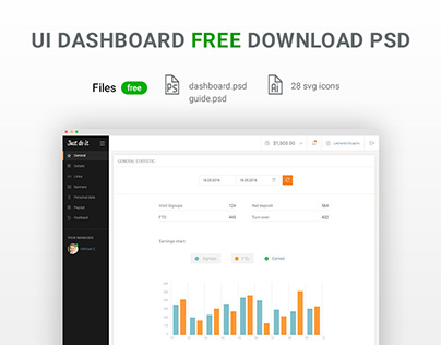 UI Kit Dashboard Free Download PSD