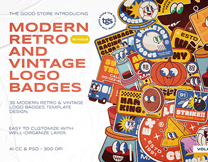 Modern Retro and Vintage Logo Badges Bundle Volume #3