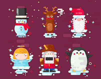 Merry Christmas cute icon set