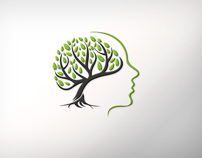 Mental Health logo with brain and green leaves