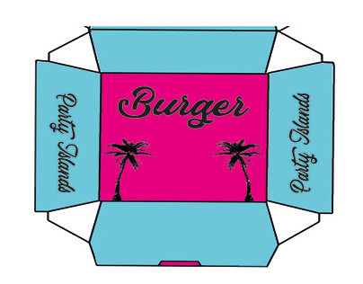 hamburger packaging design for party island