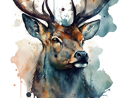 Watecolor Animal Series - Elk