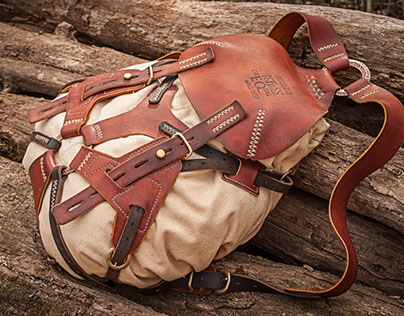#062 leather and canvas rucksack