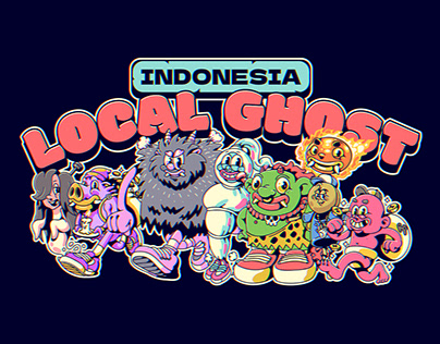 Retro Indonesia Local Ghost Illustration