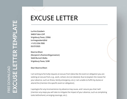 Free Editable Online Excuse Letter Template