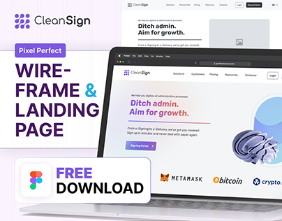 CleanSign | Landing page & Wireframe | FREEBIE