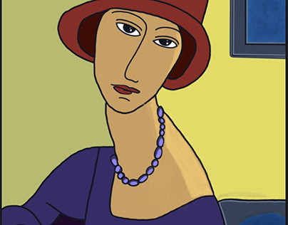 Releitura - Femme au chapeau rose de Modigliani