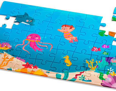 Fundo do Mar - Children's Puzzle Illustration.