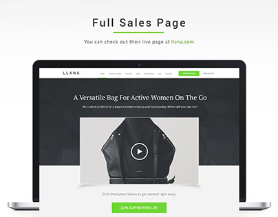 LLANA - Proposed Sales Page Design