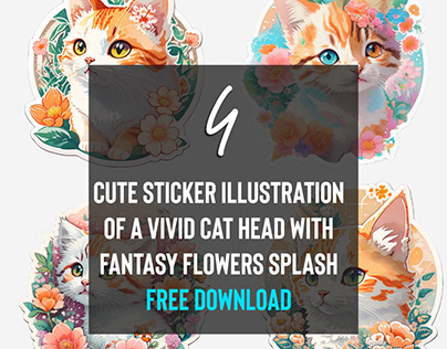 Cute sticker illustration of vivid cat transparent file