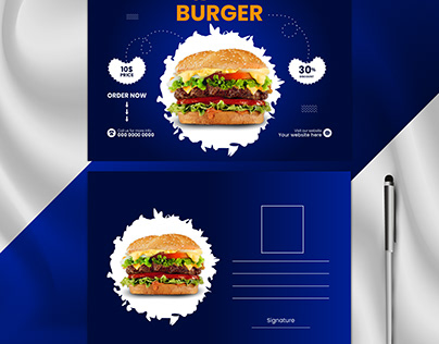 Delicious Burger Post Card Dessign