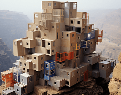 Rubik Cube as Building. Yemen&Germany- AI